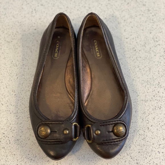 Brown leather Coach flats - Picture 1 of 6